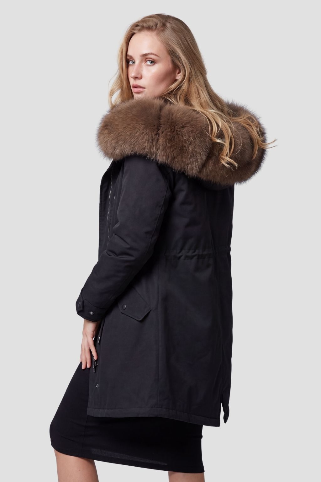Parka imperméable en fourrure brune Héritage fourrure