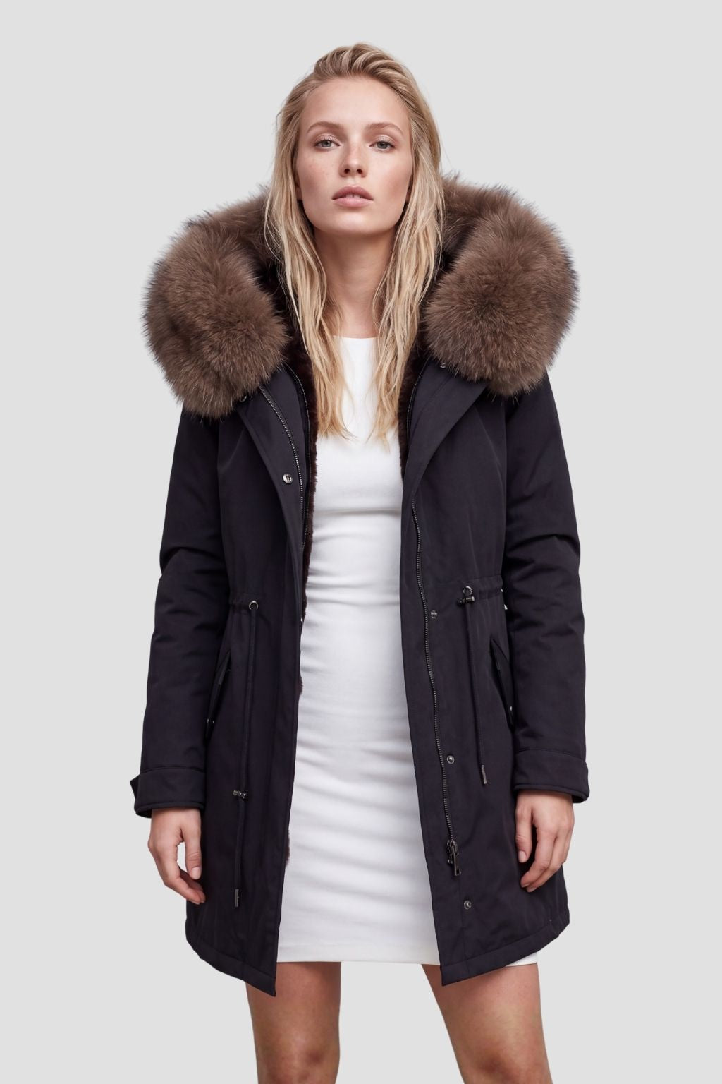 Parka imperméable en fourrure brune Héritage fourrure