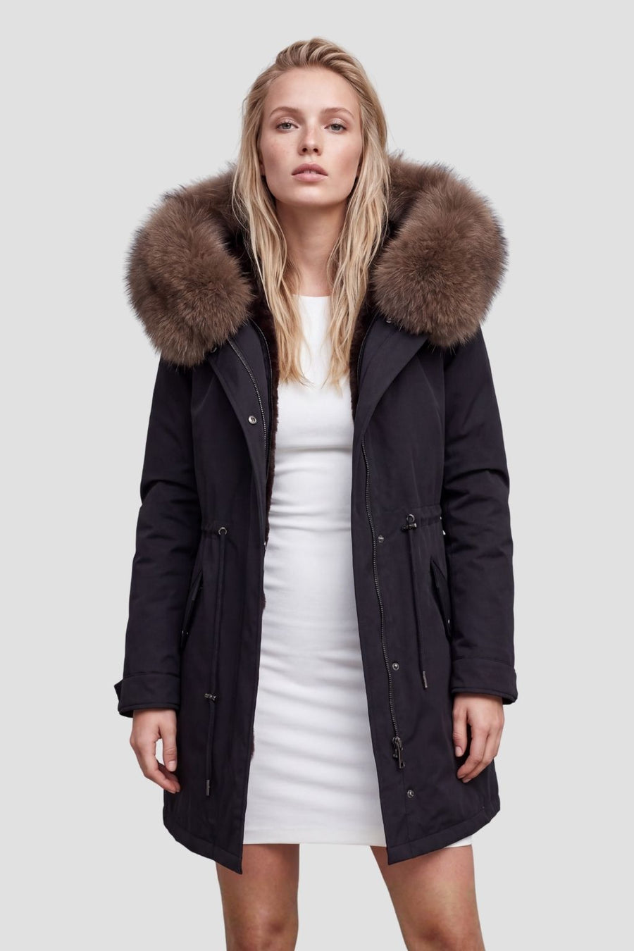 Parka imperméable en fourrure brune Héritage fourrure