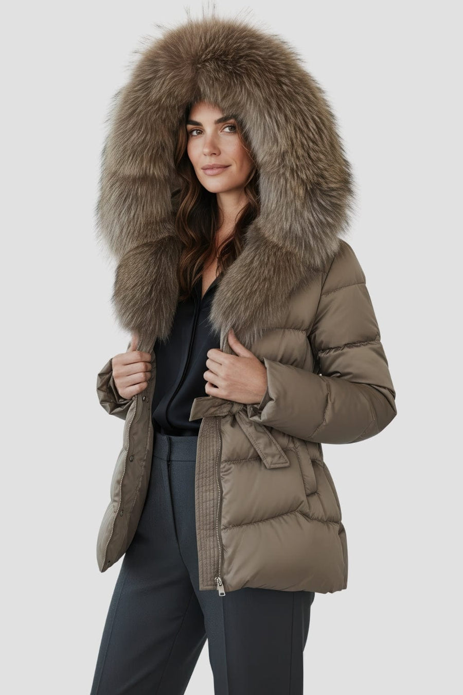 Parka imperméable en fourrure marron Héritage fourrure