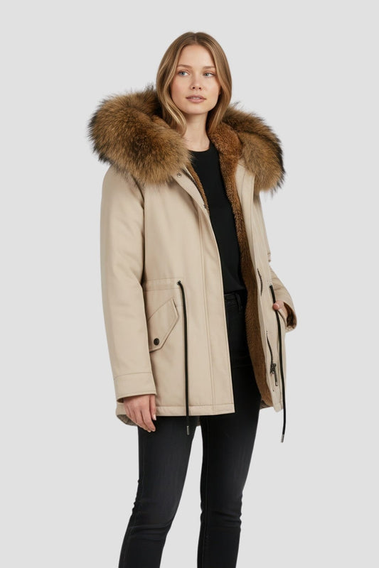 Parka imperméable en fourrure marron Héritage fourrure
