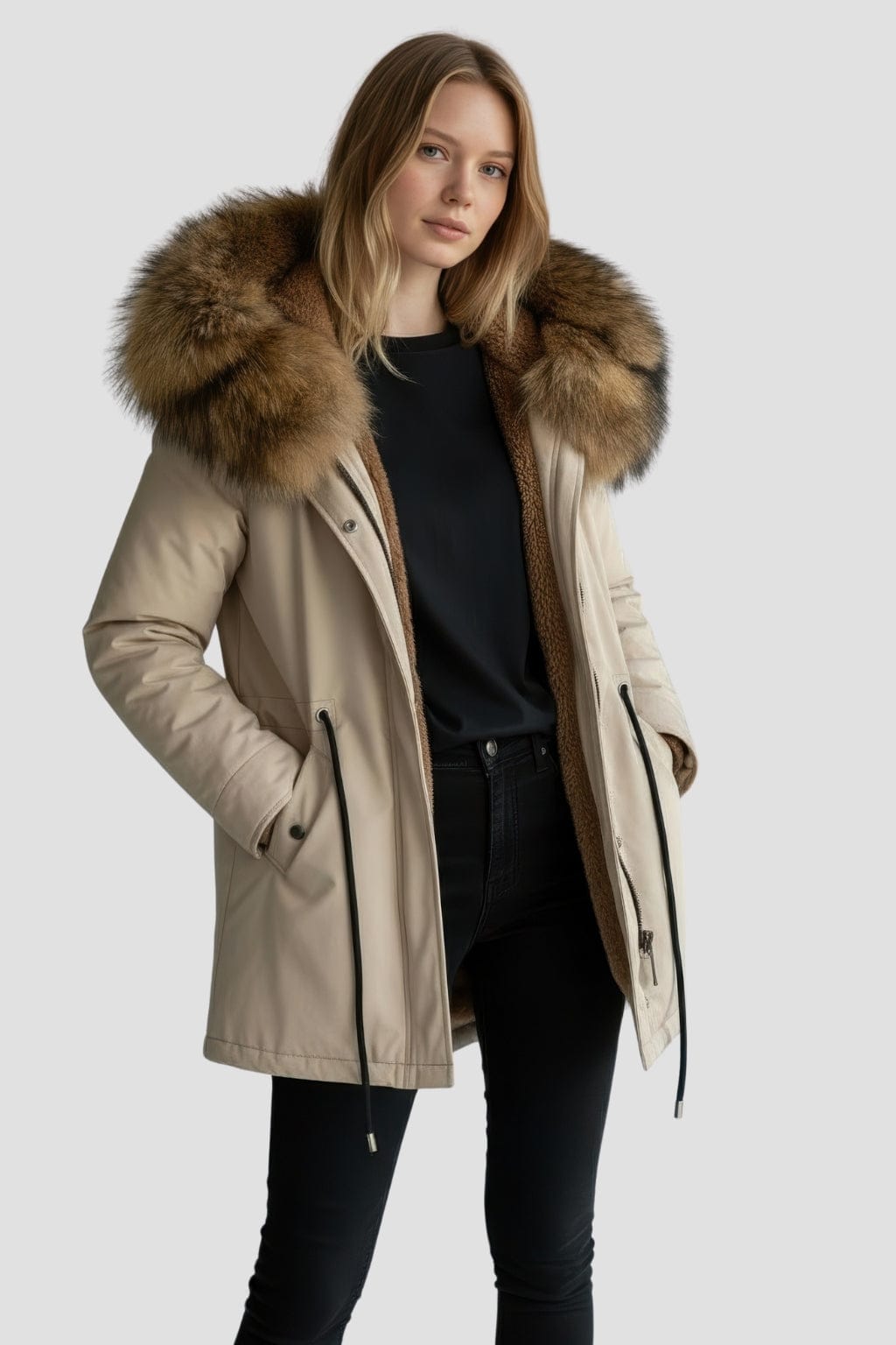 Parka imperméable en fourrure marron Héritage fourrure