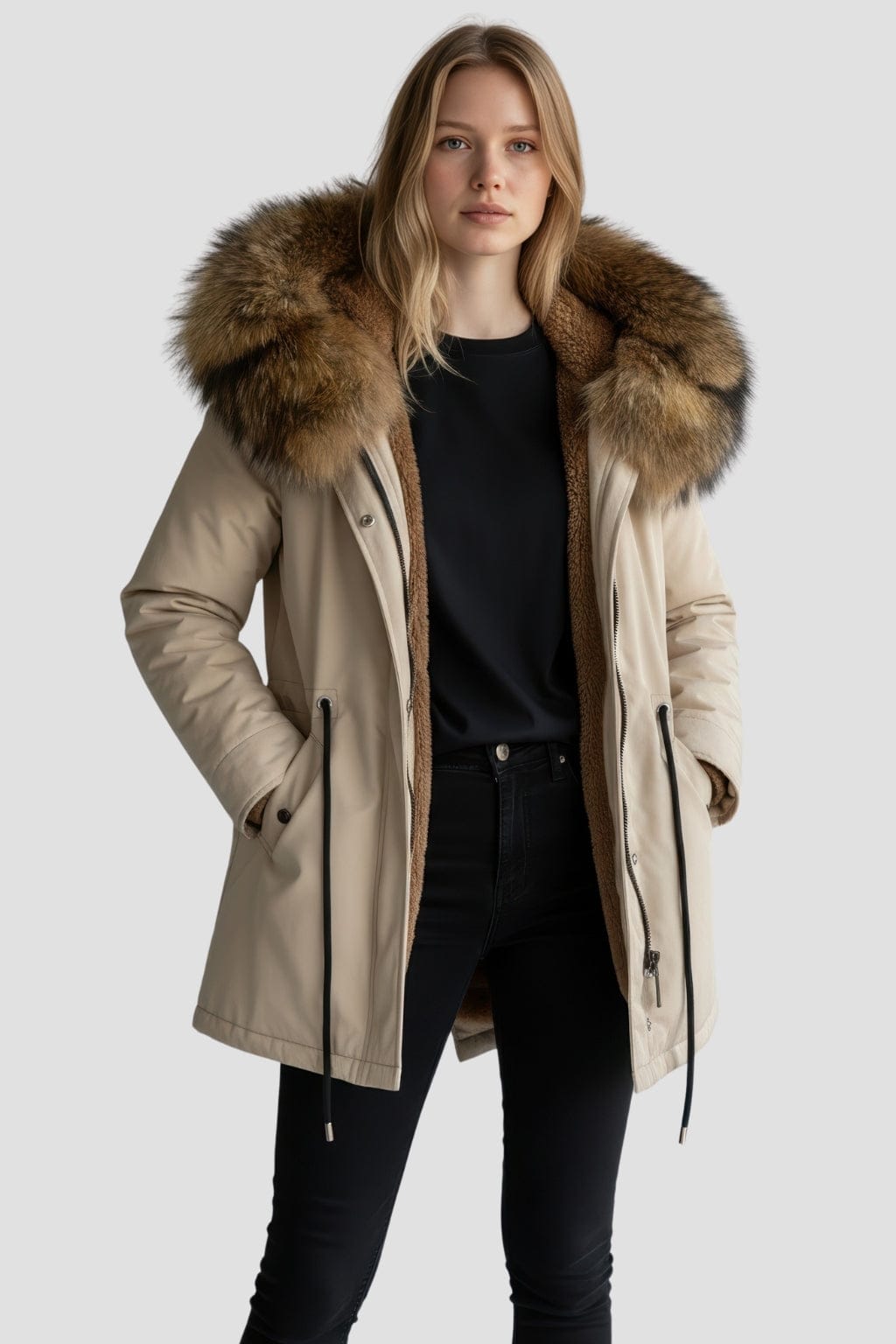 Parka imperméable en fourrure marron Héritage fourrure
