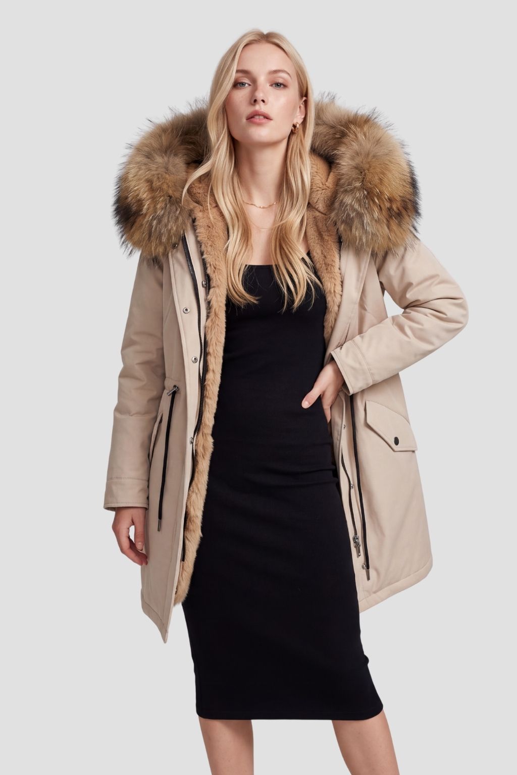 Parka imperméable en fourrure marron Héritage fourrure