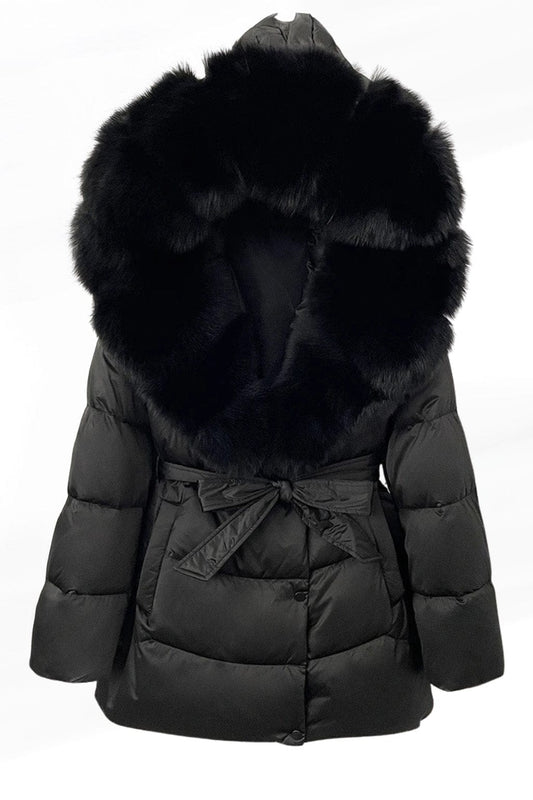Parka imperméable en fourrure noire Héritage fourrure