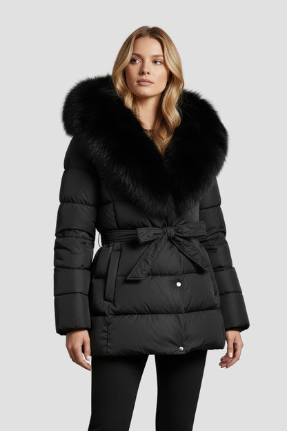 Parka imperméable en fourrure noire Héritage fourrure