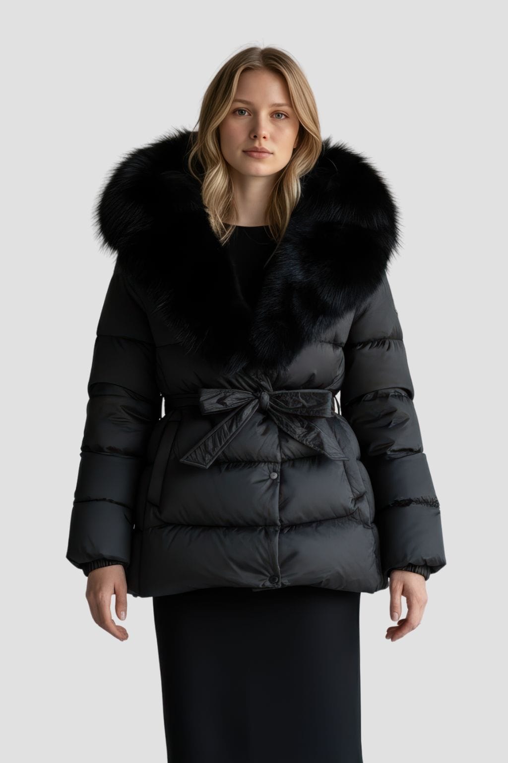 Parka imperméable en fourrure noire Héritage fourrure