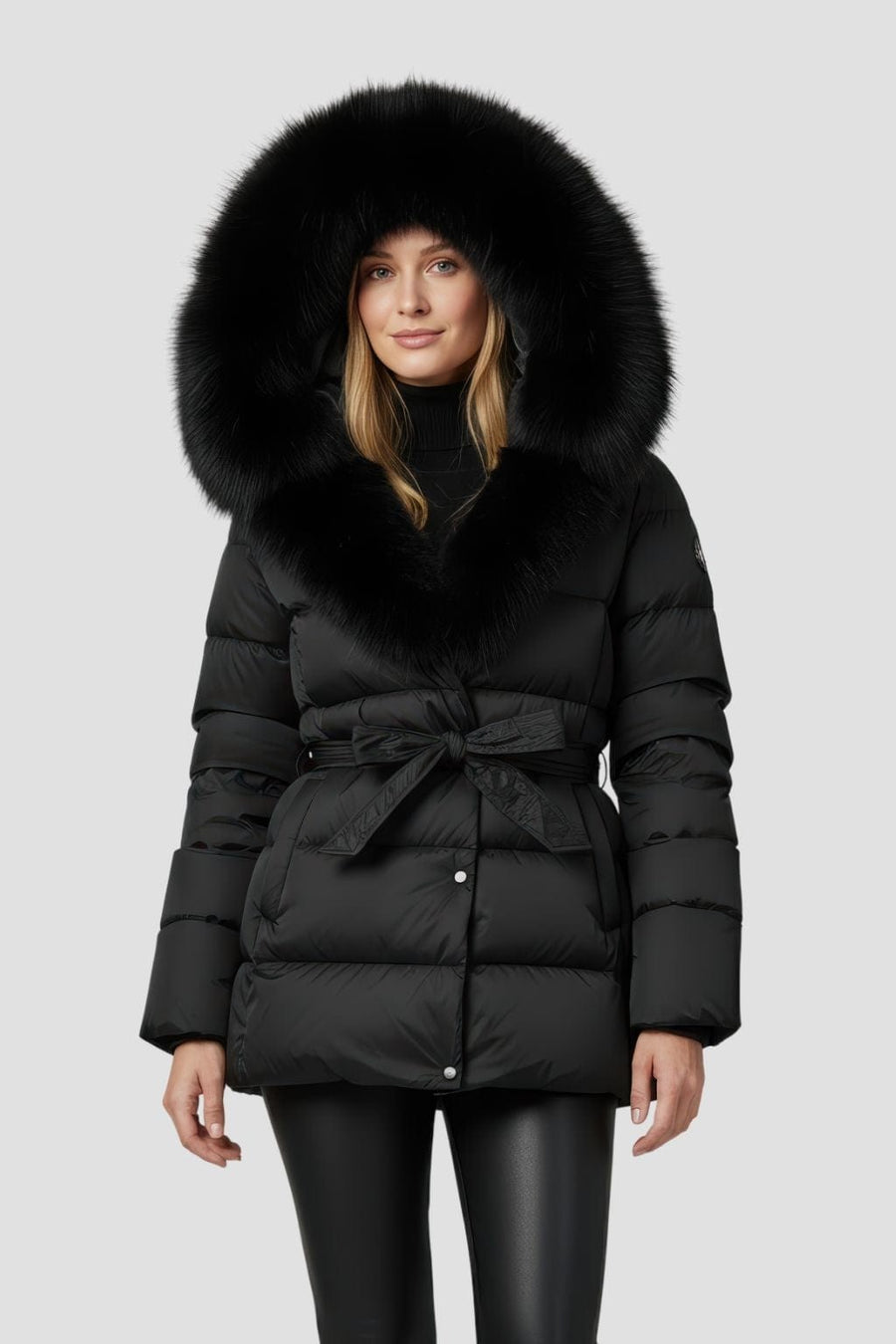 Parka imperméable en fourrure noire Héritage fourrure