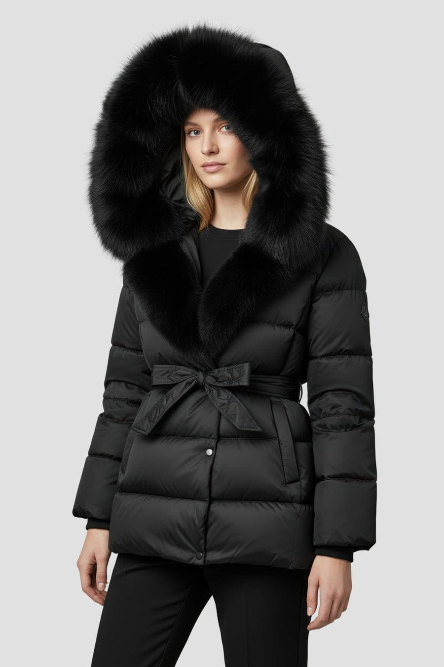 Parka imperméable en fourrure noire Héritage fourrure