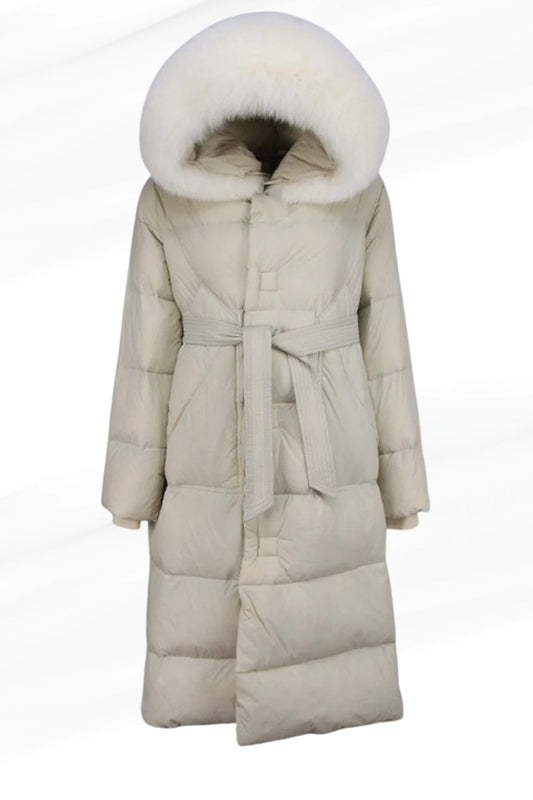 Parka longue en fourrure beige Héritage fourrure