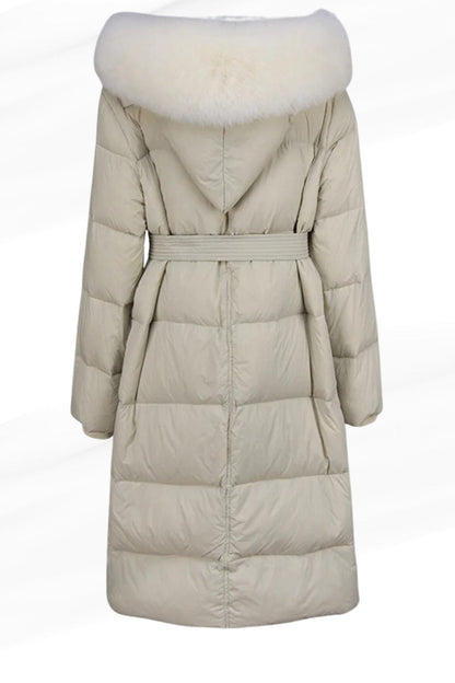 Parka longue en fourrure beige Héritage fourrure