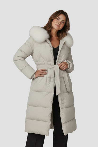 Parka longue en fourrure beige Héritage fourrure