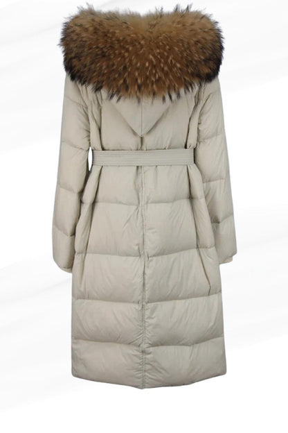 Parka longue en fourrure blanc Héritage fourrure