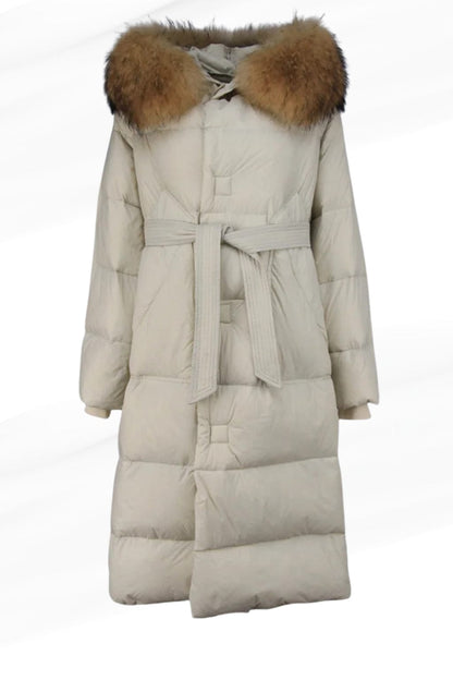 Parka longue en fourrure blanc Héritage fourrure