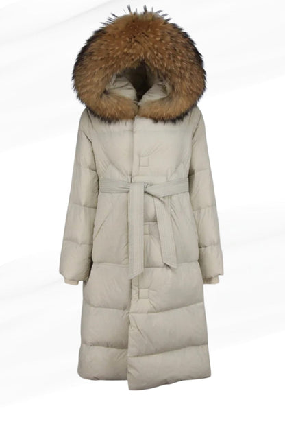 Parka longue en fourrure blanc Héritage fourrure