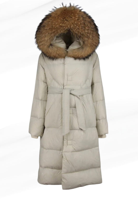 Parka longue en fourrure blanc Héritage fourrure