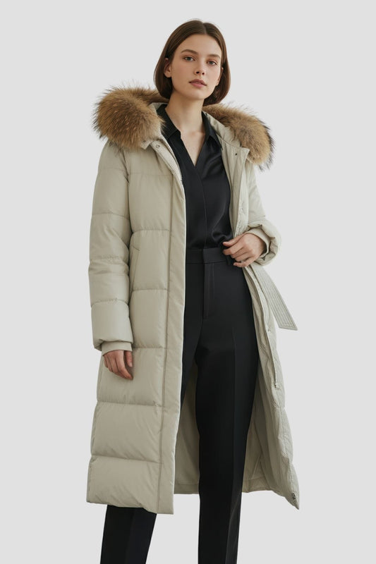 Parka longue en fourrure blanc Héritage fourrure