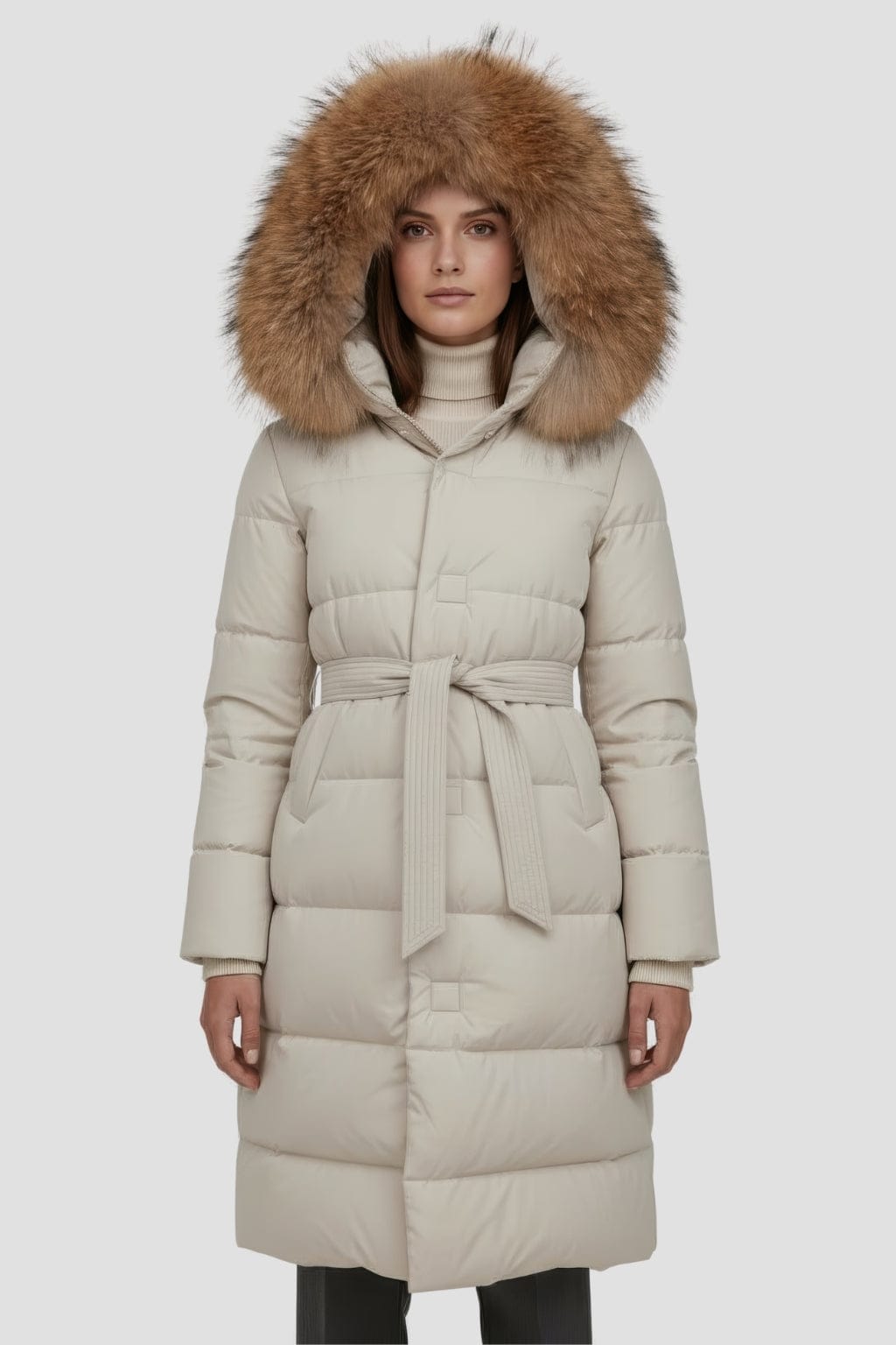 Parka longue en fourrure blanc Héritage fourrure