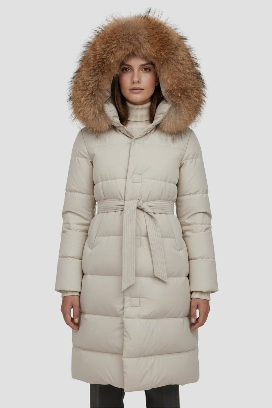 Parka longue en fourrure blanc Héritage fourrure