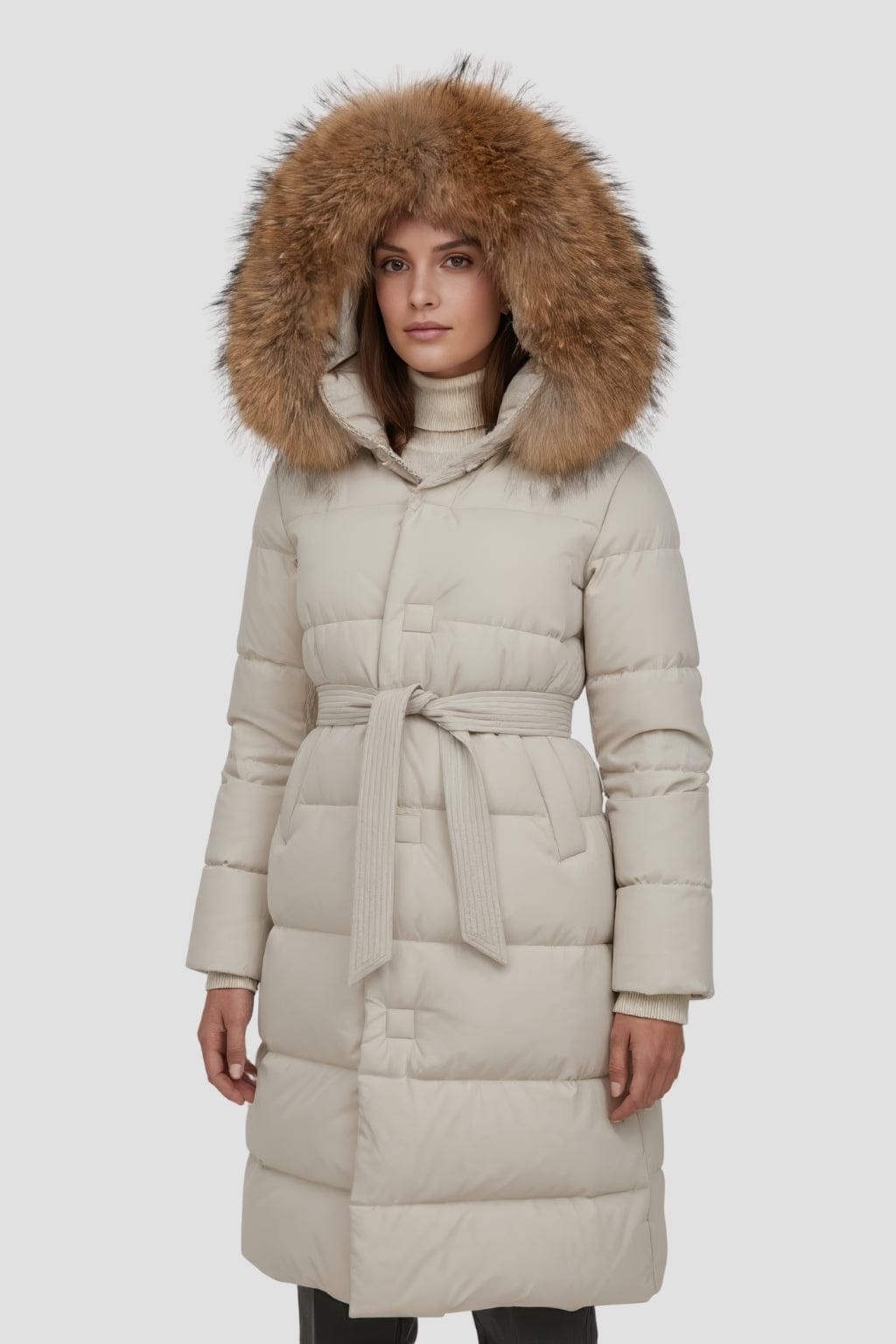 Parka longue en fourrure blanc Héritage fourrure