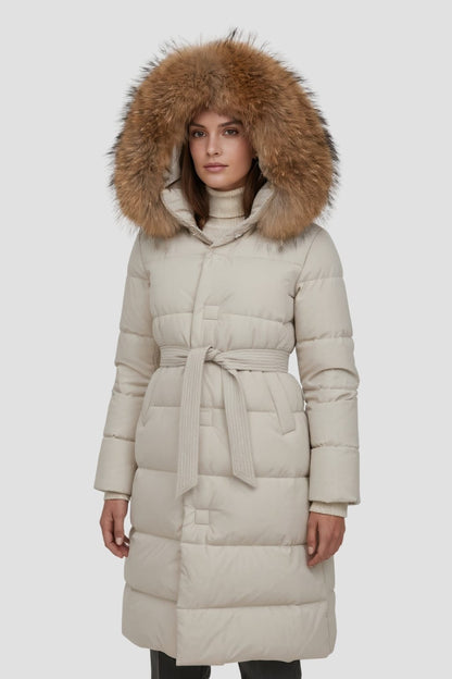 Parka longue en fourrure blanc Héritage fourrure