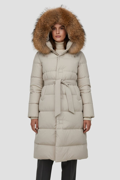 Parka longue en fourrure blanc Héritage fourrure