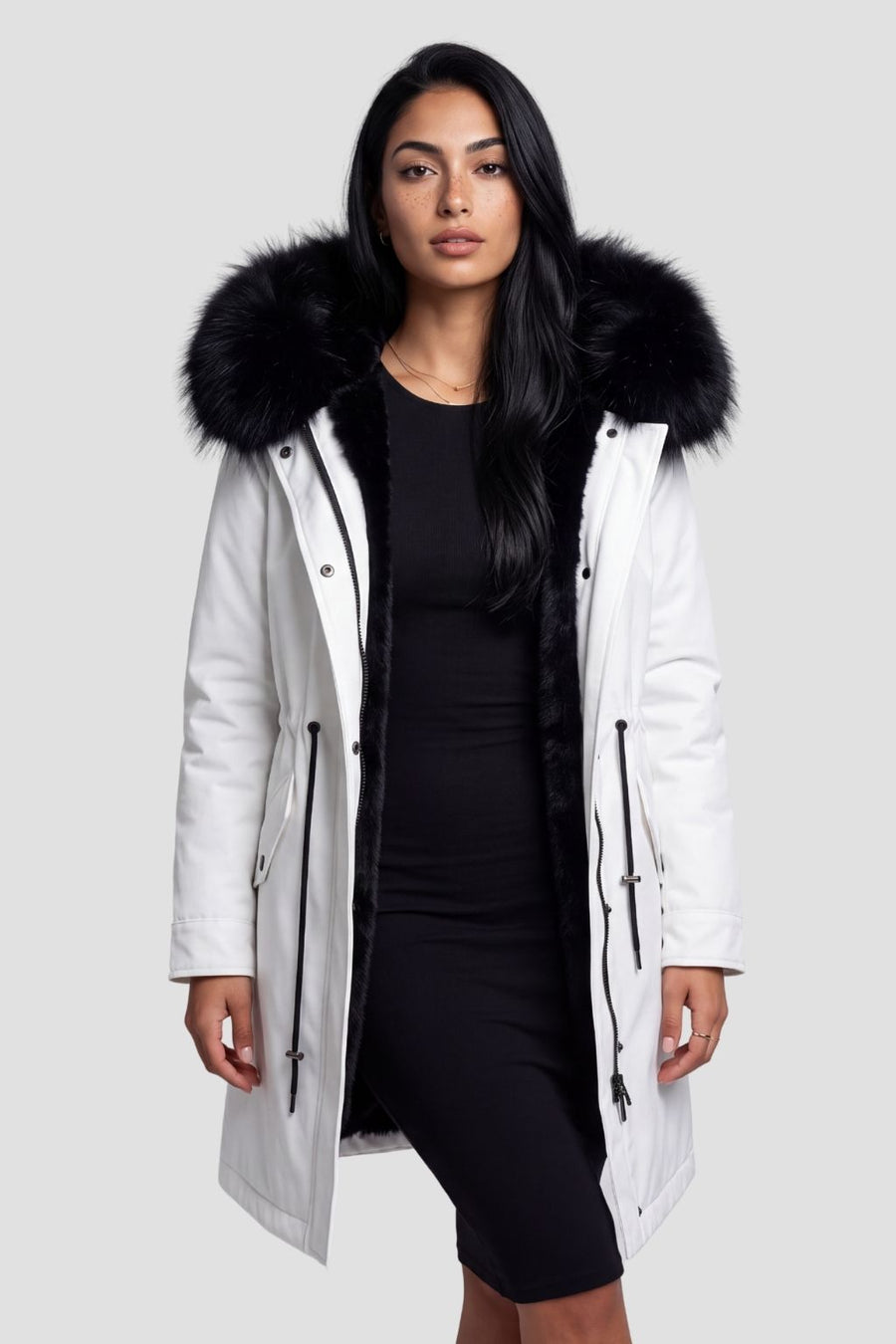 Parka longue en fourrure blanc Héritage fourrure