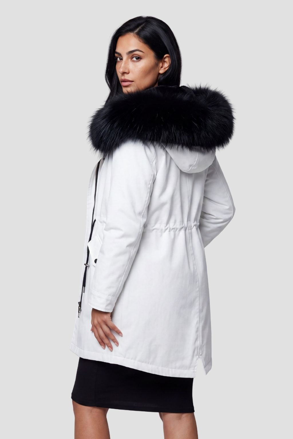 Parka longue en fourrure blanc Héritage fourrure