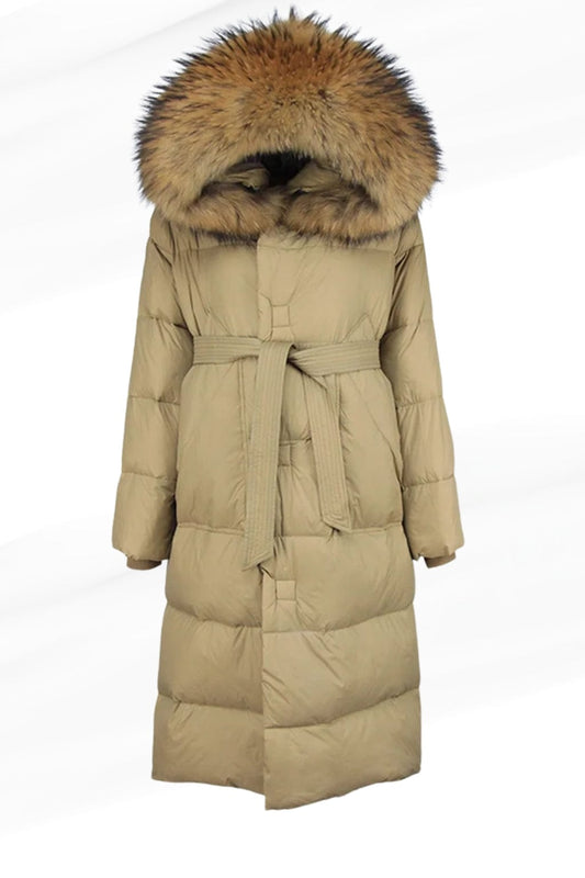Parka longue en fourrure camel Héritage fourrure