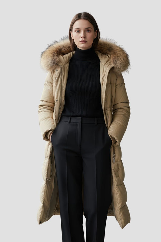 Parka longue en fourrure camel Héritage fourrure