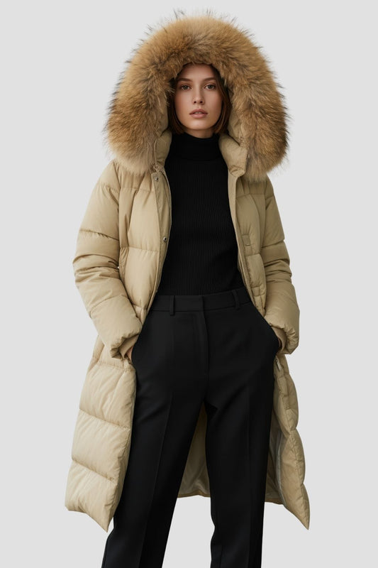 Parka longue en fourrure camel Héritage fourrure