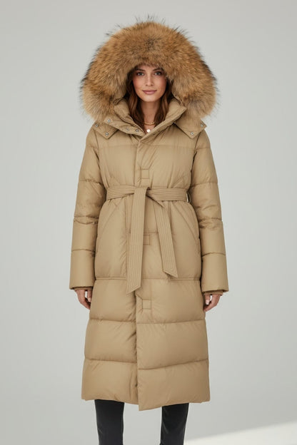 Parka longue en fourrure camel Héritage fourrure