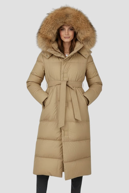 Parka longue en fourrure camel Héritage fourrure