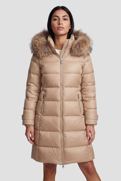 Parka longue en fourrure camel Héritage fourrure