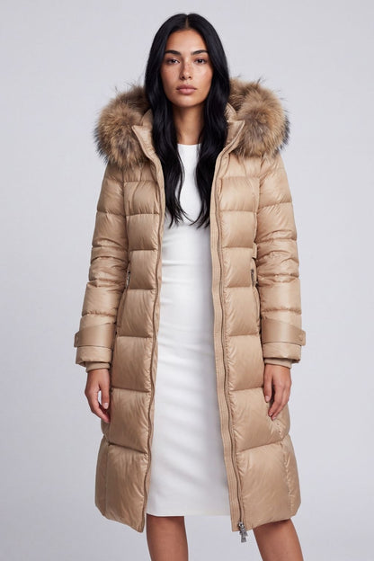 Parka longue en fourrure camel Héritage fourrure