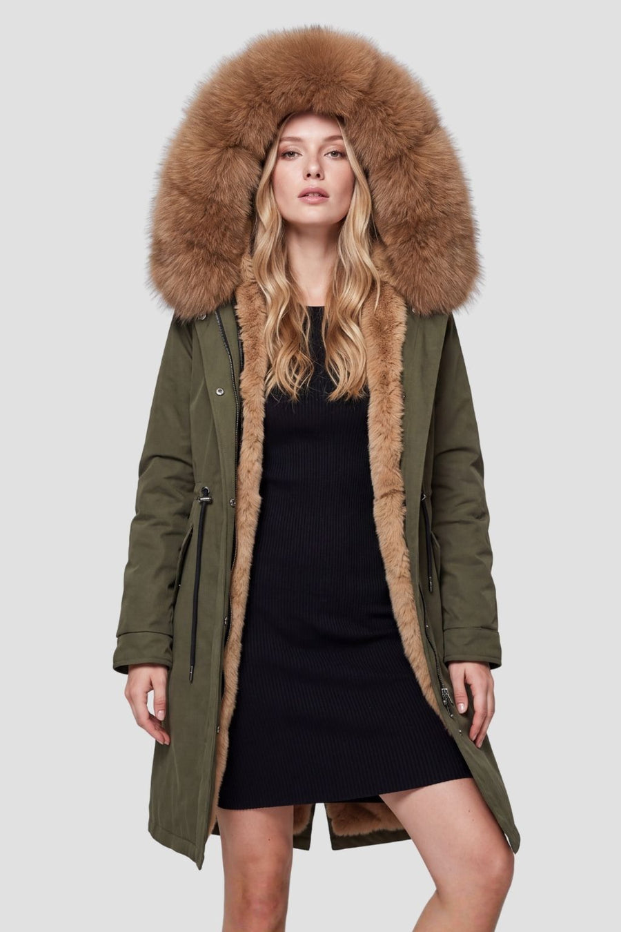 Parka longue en fourrure kaki Héritage fourrure
