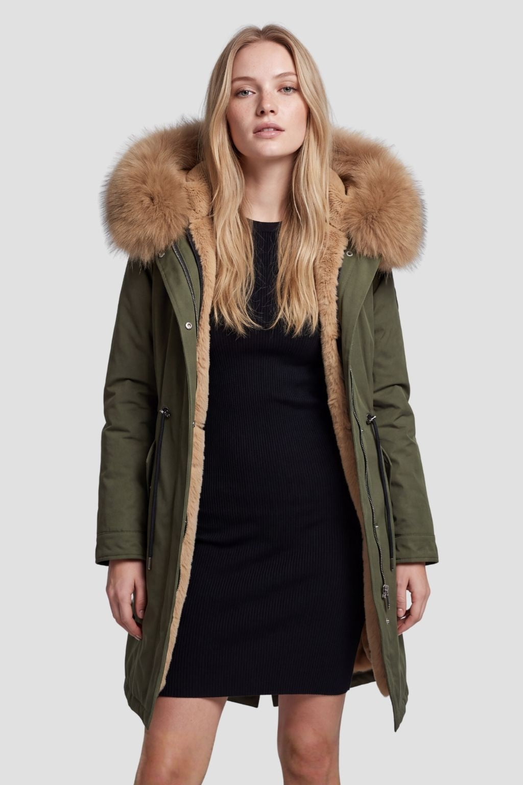 Parka longue en fourrure kaki Héritage fourrure