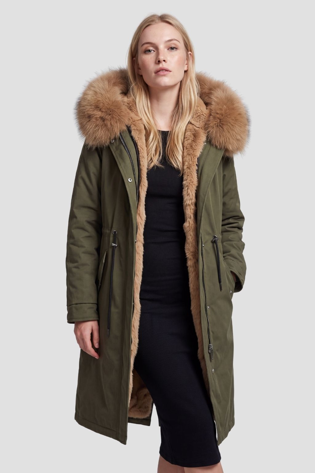Parka longue en fourrure kaki Héritage fourrure