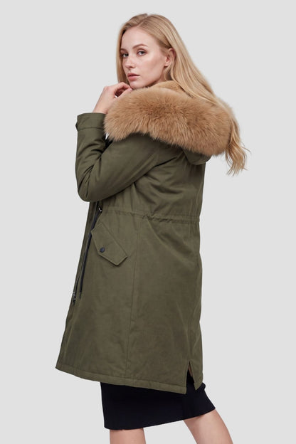 Parka longue en fourrure kaki Héritage fourrure