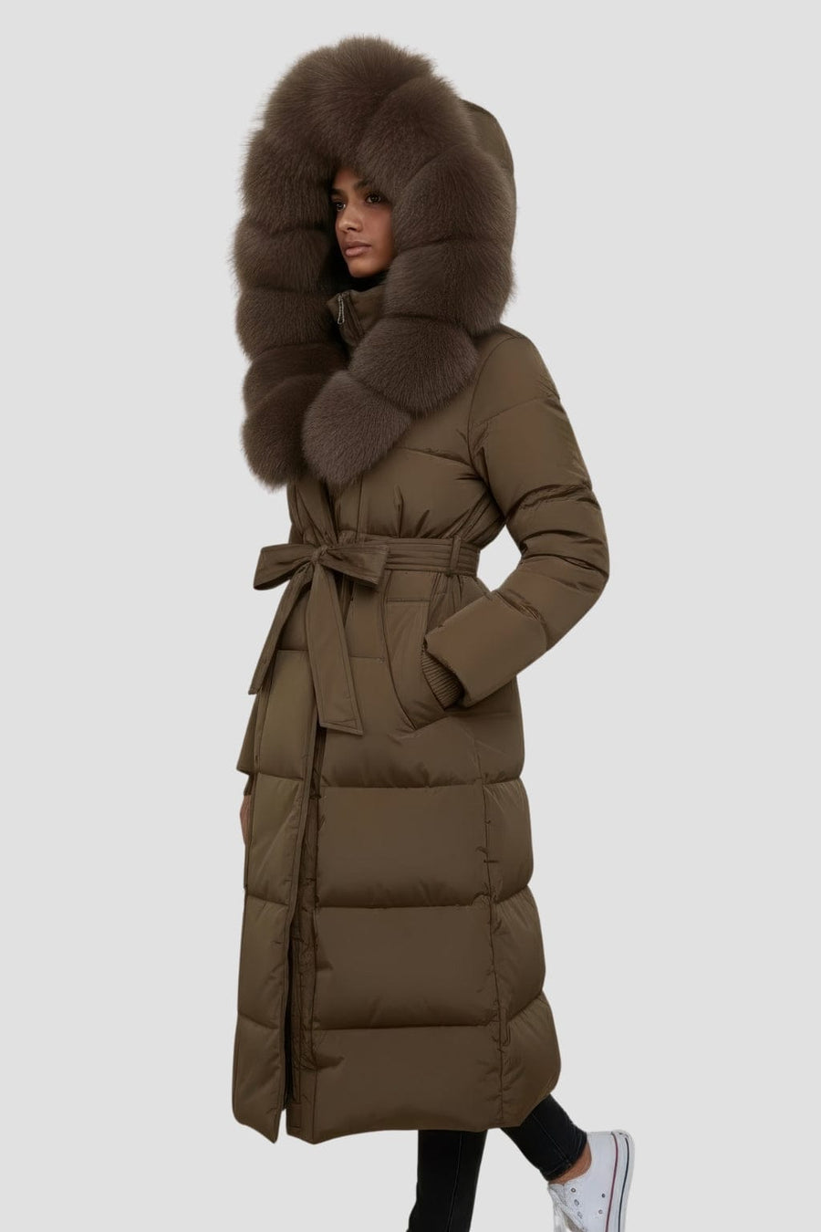 Parka longue en fourrure marron Héritage fourrure