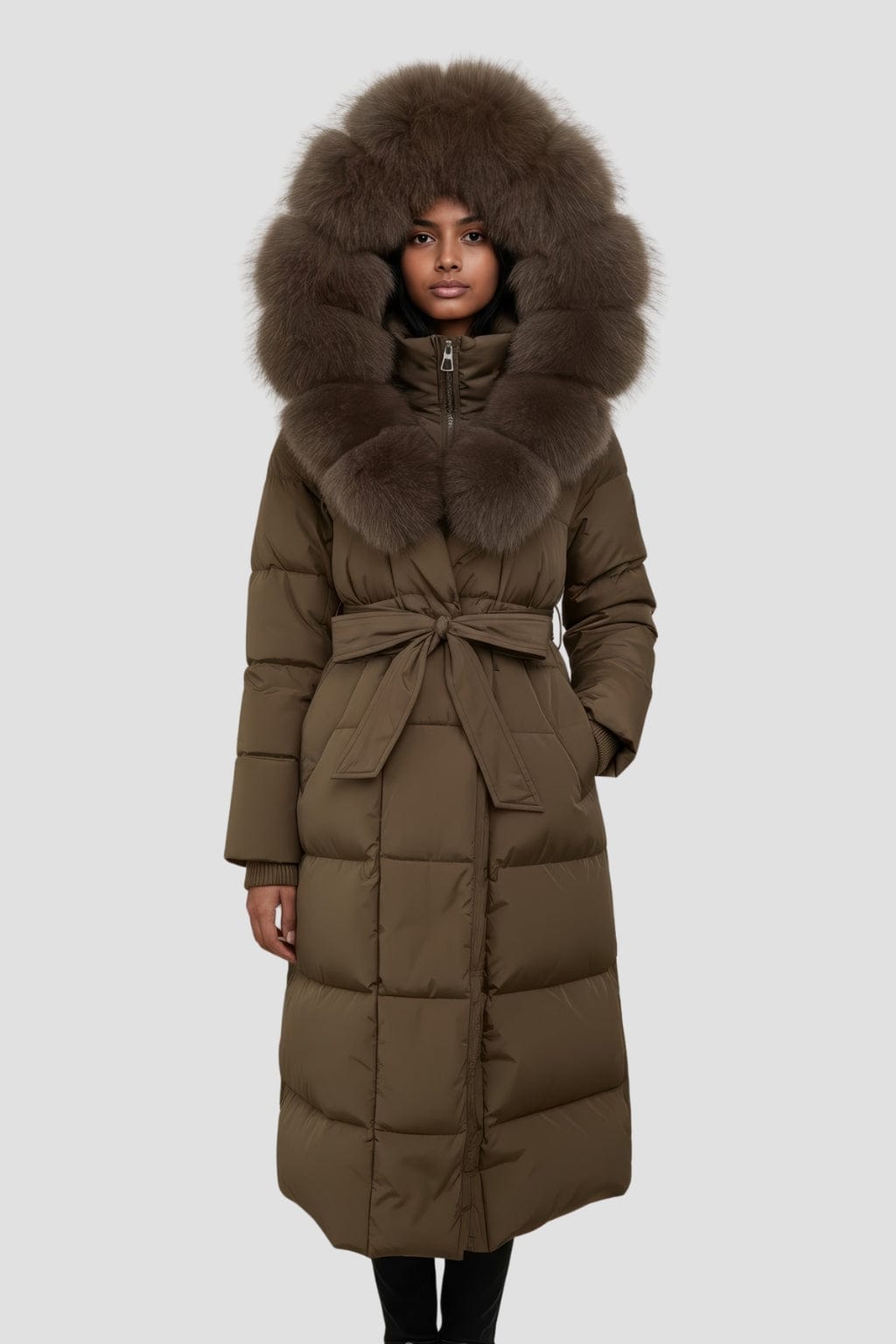 Parka longue en fourrure marron Héritage fourrure