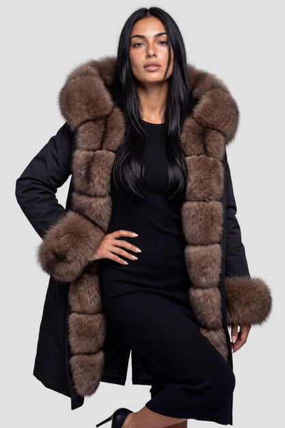 Parka longue en fourrure marron Héritage fourrure