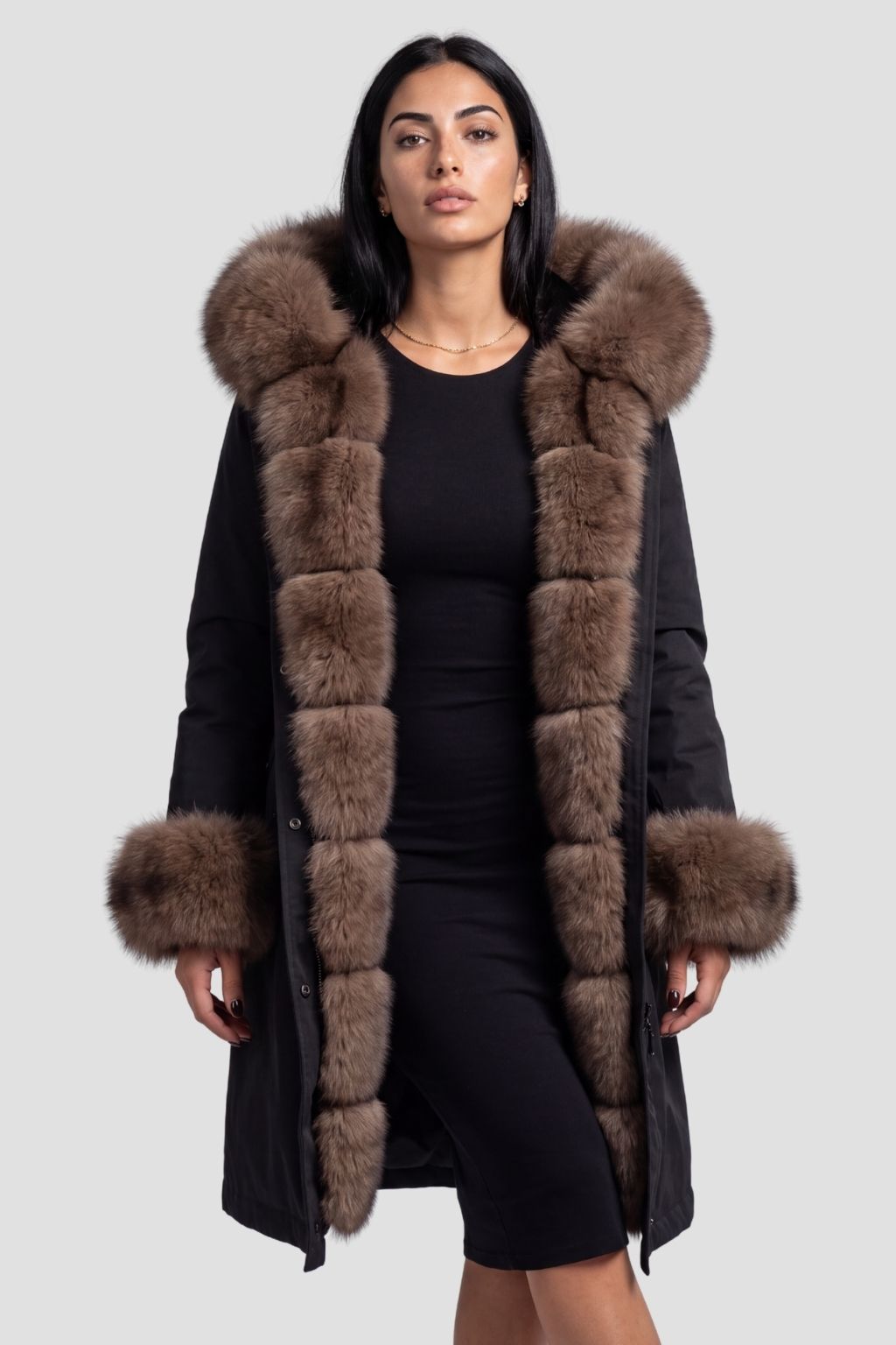 Parka longue en fourrure marron Héritage fourrure