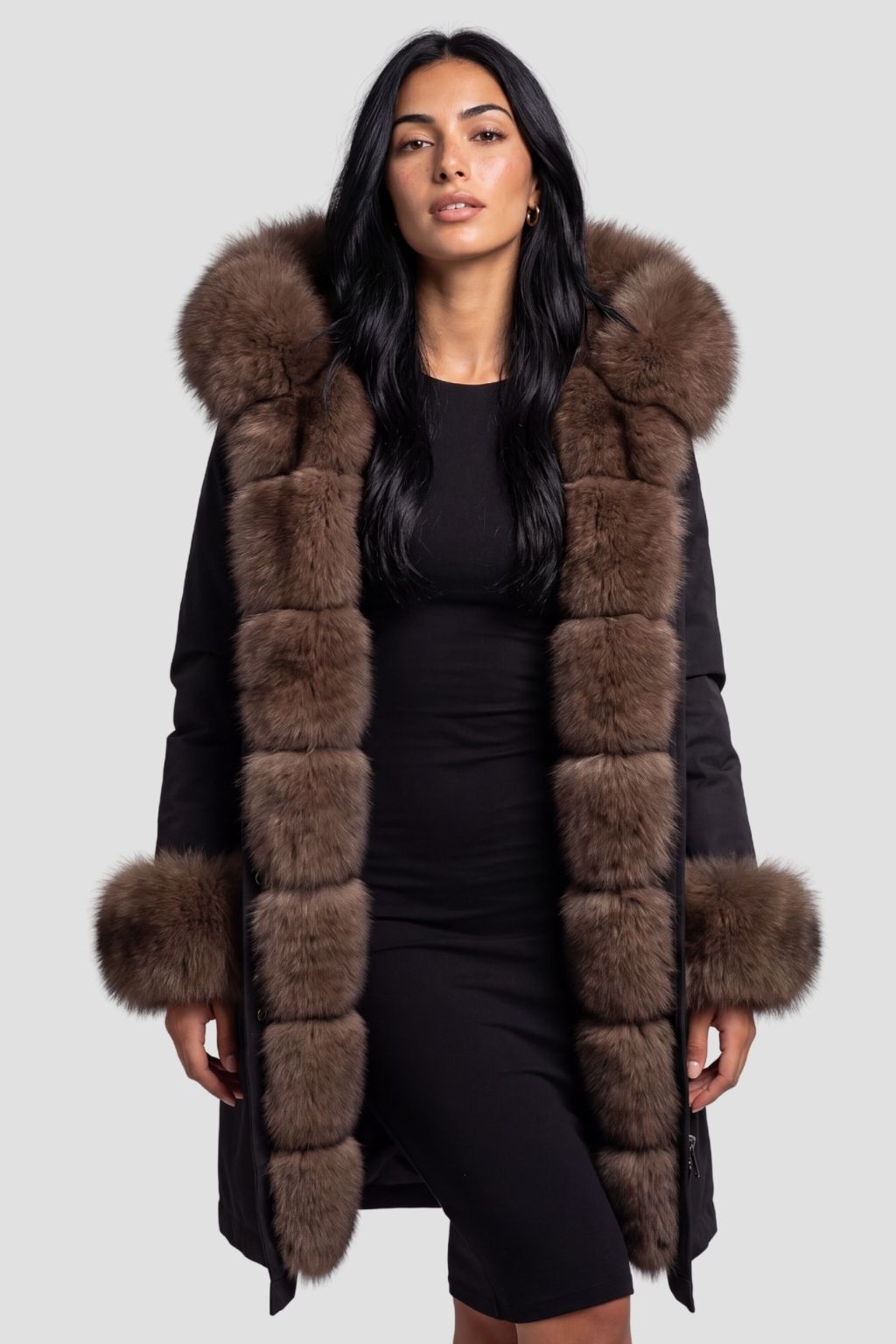 Parka longue en fourrure marron Héritage fourrure