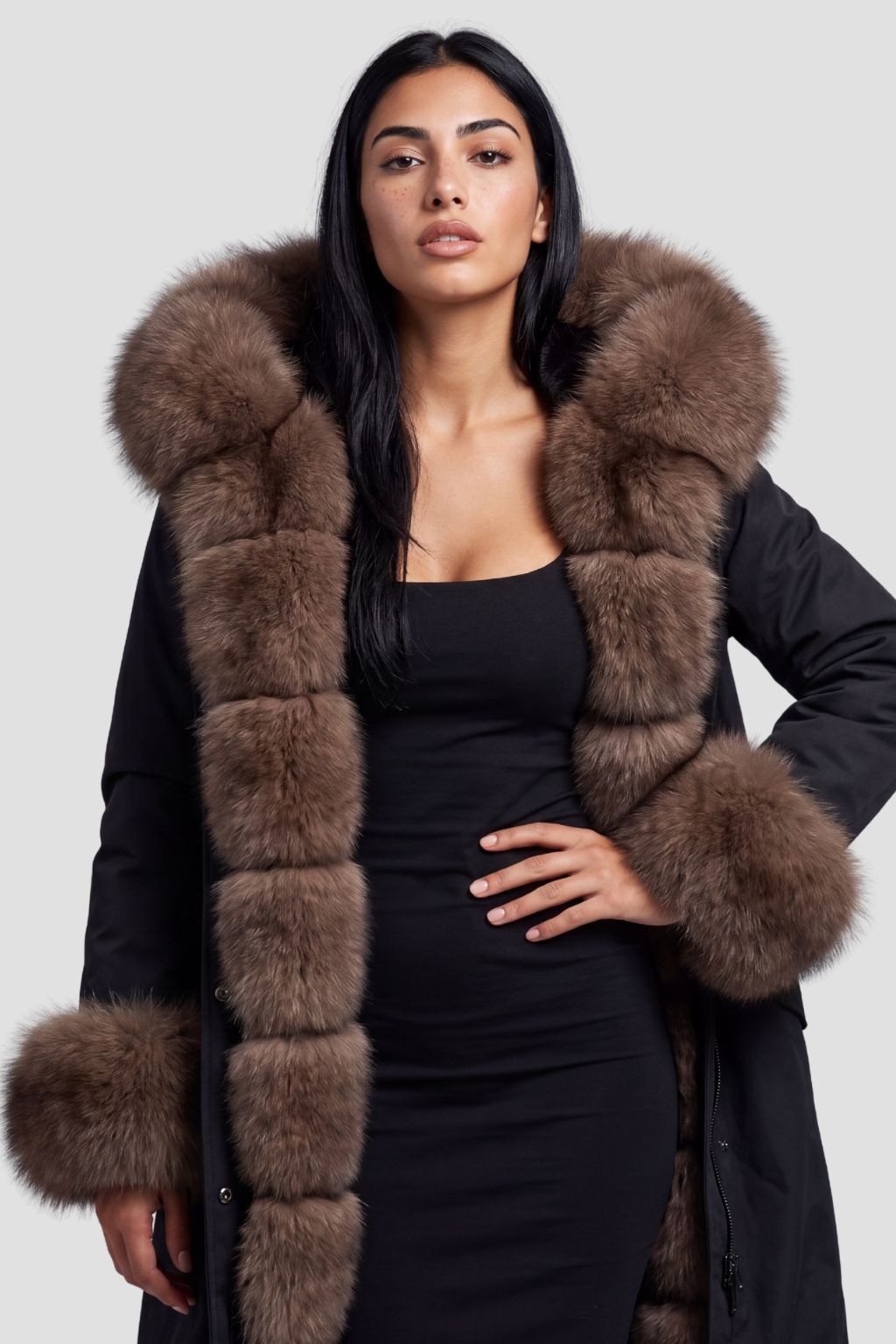 Parka longue en fourrure marron Héritage fourrure