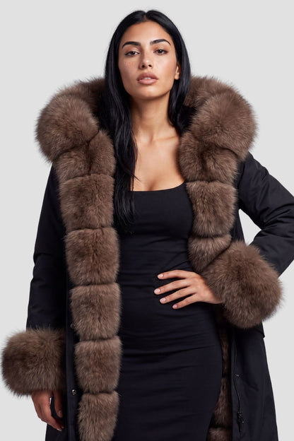 Parka longue en fourrure marron Héritage fourrure