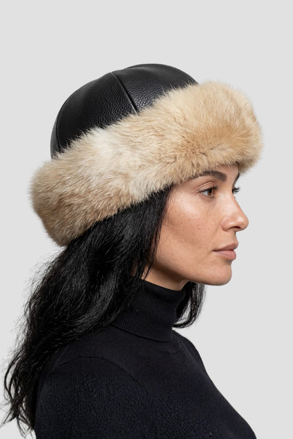 Toque fourrure beige Héritage fourrure