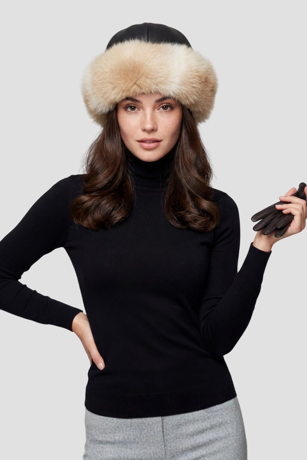 Toque fourrure beige Héritage fourrure