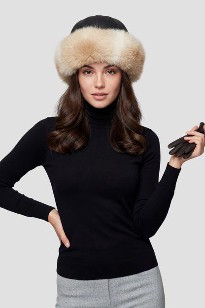 Toque fourrure beige Héritage fourrure