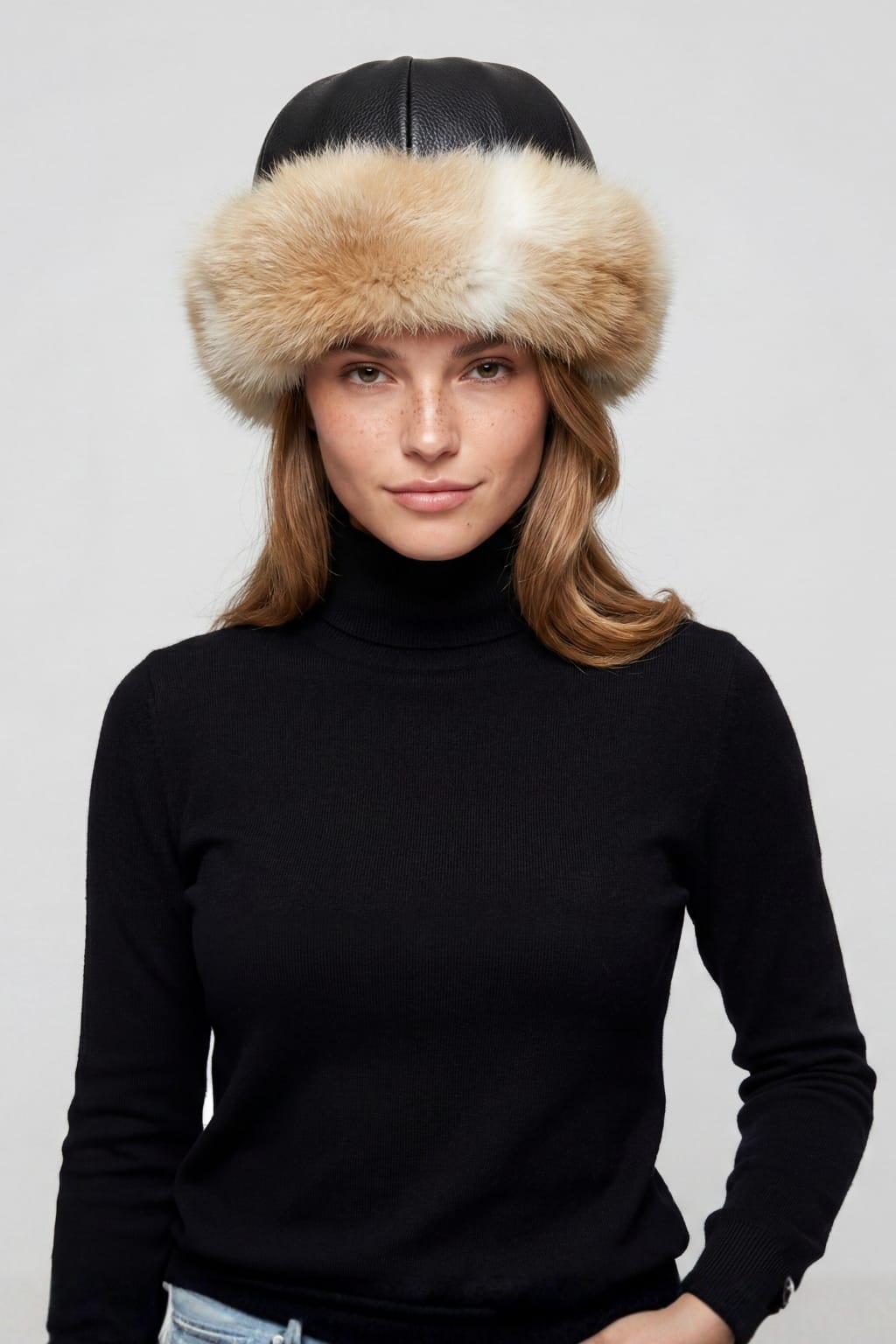Toque fourrure beige Héritage fourrure